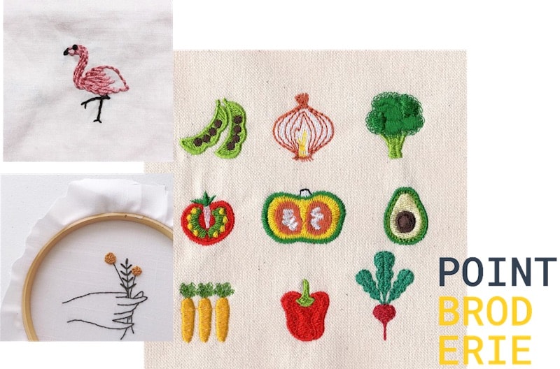 Motif brodés de fruits et animaux